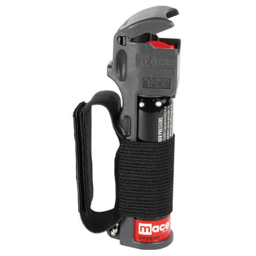 Mace® Pepper Spray Jogger – Black side view lid flipped up