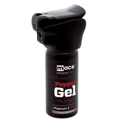 Mace® Pepper Gel Night Defender MK-III With Light side angle front view