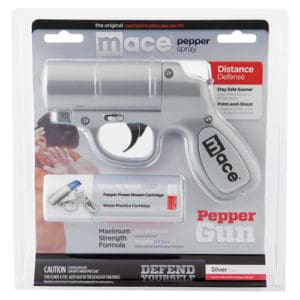 Mace® Pepper Gun Distance Defense package view Silver