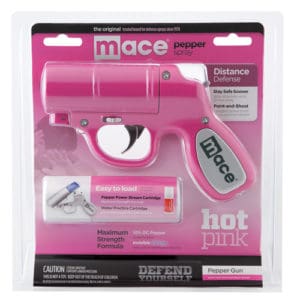 Mace®Pepper Gun with STROBE LED package view Pink