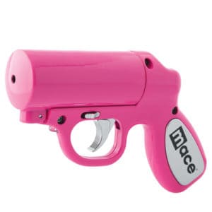 Mace®Pepper Gun with STROBE LED side angle view Pink