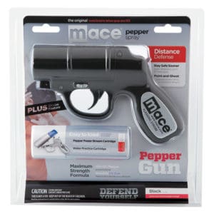 Mace®Pepper Gun with STROBE LED package view Black