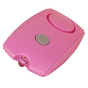 Mini Personal Alarm with LED flashlight and Belt Clip front view - PINK