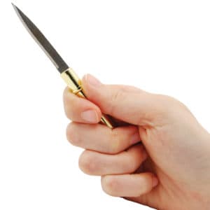 Pen Knife open view in hand - GOLD