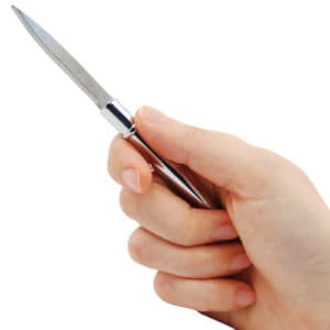 Pen Knife open view in hand - SILVER