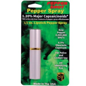 Pepper Shot 1.2% MC 1/2 oz Lipstick Pepper Sprays package view - PINK