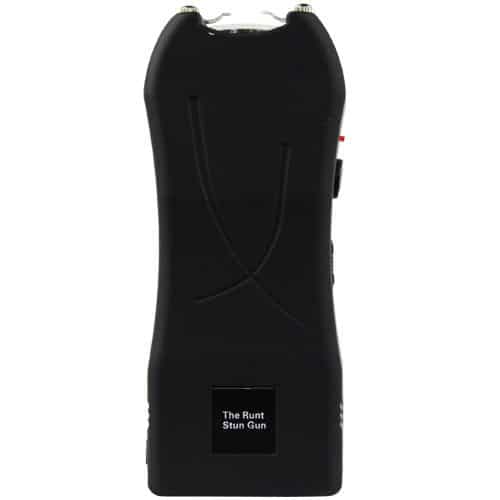 Runt Rechargeable Stun Gun With Flashlight And Wrist Strap Disable Pin front view - BLACK