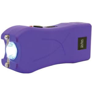 Runt Rechargeable Stun Gun With Flashlight And Wrist Strap Disable Pin side light view - PURPLE