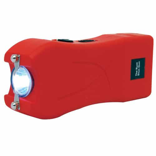 Runt Rechargeable Stun Gun With Flashlight And Wrist Strap Disable Pin side light view - RED
