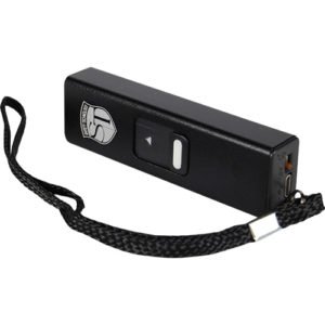 Slider Stun Gun LED Flashlight USB Recharger side bottom view - BLACK