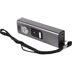 Slider Stun Gun LED Flashlight USB Recharger side bottom view - SILVER