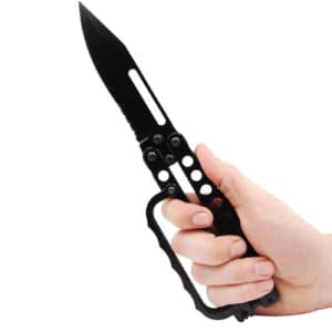 Butterfly Trench Knife in hand - BLACK