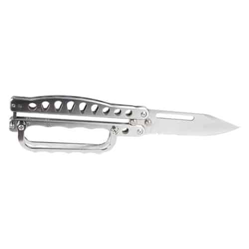 Butterfly Trench Knife side open view - Stainless Steel