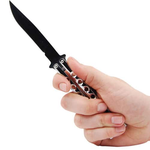 Butterfly Knife Stainless Steel in hand