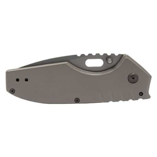 Titanium Finish Folding Pocket Knife Thumb Open Spring Assisted closed view - Gray