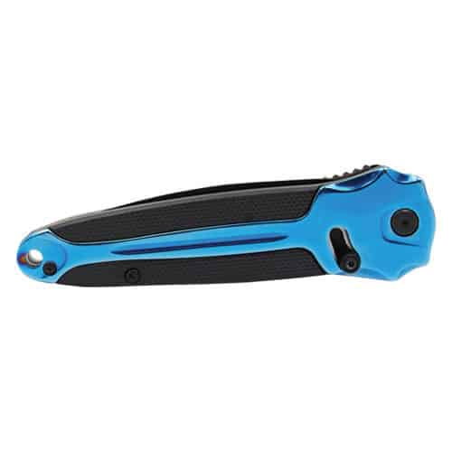 Folding Knife Spring Assisted Blue and Black front view