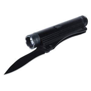 Stun Gun Knife and Flashlight front angle view - BLACK