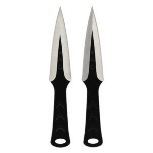 2 Piece Throwing Knife Black front view both knives