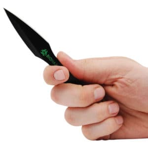 2 Piece Throwing Knife Black BioHazard in hand view