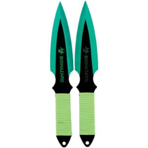 Throwing Knife 2 Piece Green BioHazard 2 front view