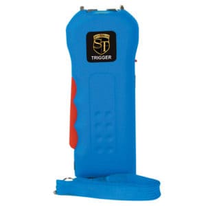Trigger Stun Gun Flashlight with Disable Pin front upright view - BLUE