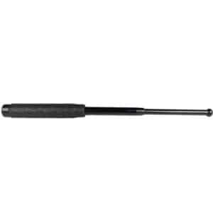 Telescopic Steel Baton With Rubber Handle extended view - BLACK