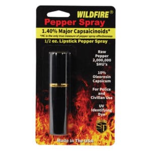 WildFire™ 1.4% MC Lipstick Pepper Spray Silver package view - BLACK