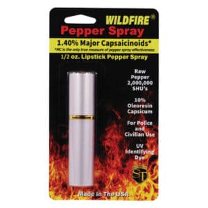 WildFire™ 1.4% MC Lipstick Pepper Spray Silver package view – PINK