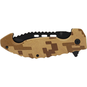 Folding Knife Spring Assisted Brown Digital Camo Front