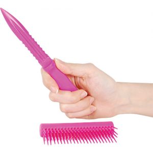 Pink Plastic Comb Knife Open