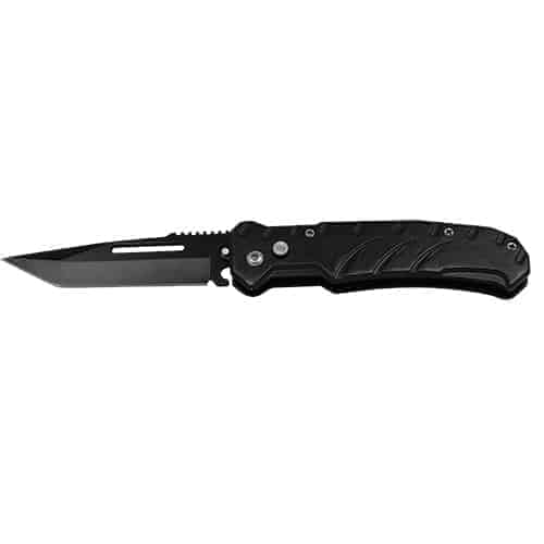 Automatic Heavy Duty Knife with solid handle - side view blade displayed