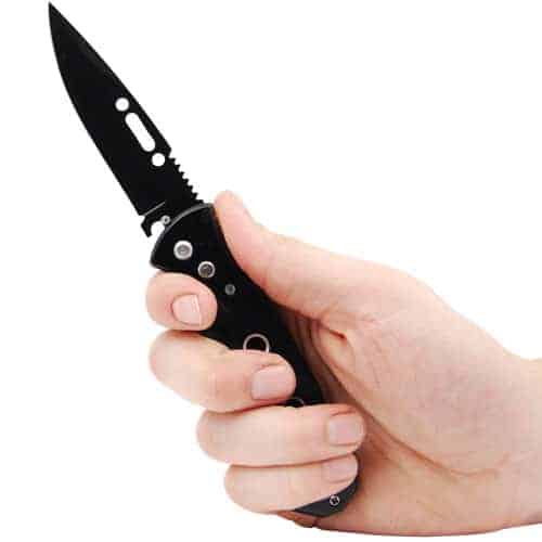 Automatic Heavy Duty Knife with solid handle - view in hand