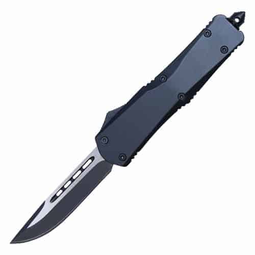 OTF(Out The Front) automatic heavy duty knife single edge blade - front view blade displayed