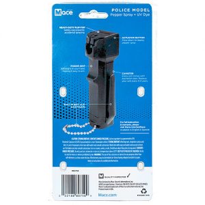 Mace Police Model Pepper Spray and UV Dye - back view package