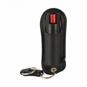 Pepper Shot 1.2% MC ½ oz Halo Holster - Black leather front view