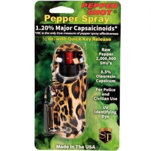 Pepper Shot 1.2% MC ½ oz Halo Holster - Leopard Black/Orange Package