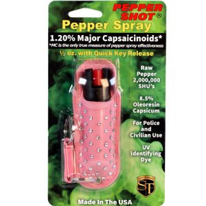 Pepper Shot 1.2% MC ½ oz Halo Holster - Rhinestone Pink Package