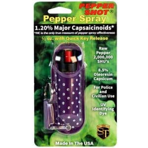 Pepper Shot 1.2% MC ½ oz Halo Holster - Rhinestone Purple Package