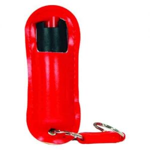 Pepper Shot 1.2% MC ½ oz Halo Holster - Red leather front view